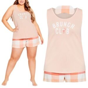 AVENUE BODY 26/28W 3 Piece Brunch Club Tank Shorts Sleep Mask Set (V2.10)